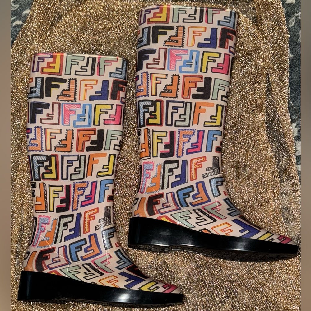 New Condition*Zucca Fendi Multicolor Rain Boots